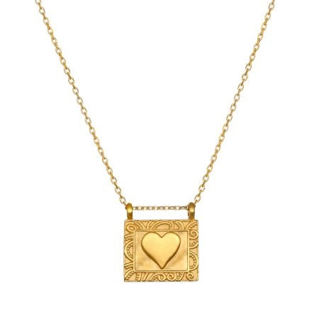 Heart Chakra pendant necklace for women, Brass 22k gold plated necklace, Handmade Jewelry